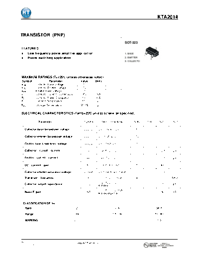 HT Semiconductor kta2014  . Electronic Components Datasheets Active components Transistors HT Semiconductor kta2014.pdf