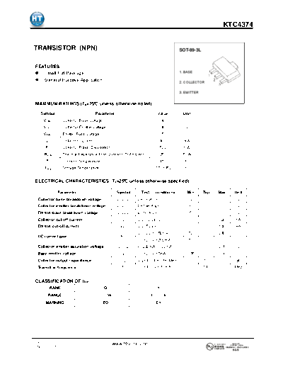 HT Semiconductor ktc4374  . Electronic Components Datasheets Active components Transistors HT Semiconductor ktc4374.pdf