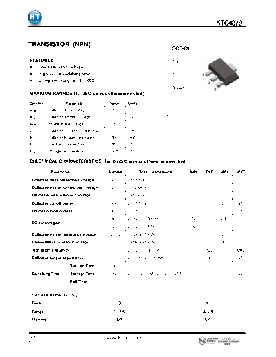 HT Semiconductor ktc4379  . Electronic Components Datasheets Active components Transistors HT Semiconductor ktc4379.pdf