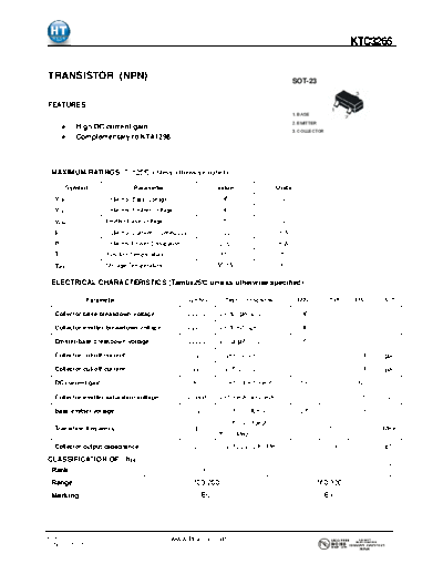 HT Semiconductor ktc3265  . Electronic Components Datasheets Active components Transistors HT Semiconductor ktc3265.pdf