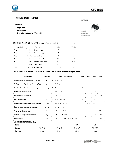 HT Semiconductor ktc3875  . Electronic Components Datasheets Active components Transistors HT Semiconductor ktc3875.pdf