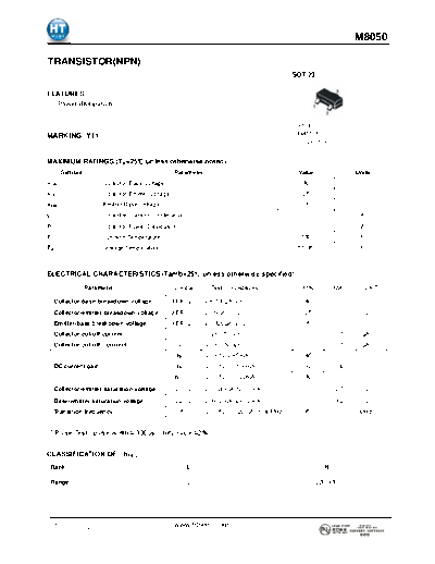 HT Semiconductor m8050  . Electronic Components Datasheets Active components Transistors HT Semiconductor m8050.pdf