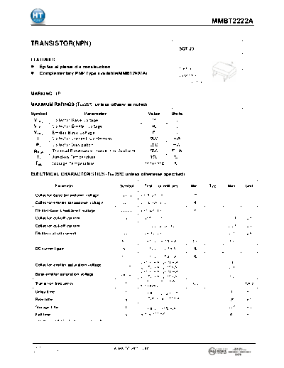 HT Semiconductor mmbt2222a  . Electronic Components Datasheets Active components Transistors HT Semiconductor mmbt2222a.pdf