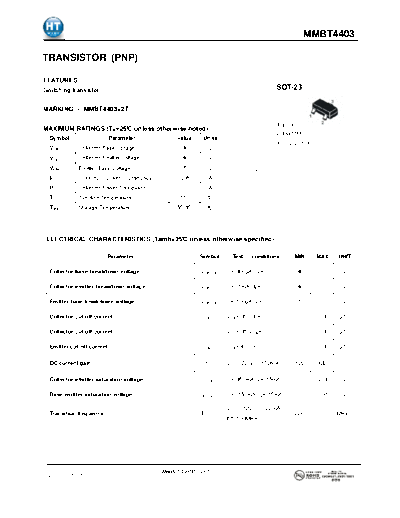HT Semiconductor mmbt4403  . Electronic Components Datasheets Active components Transistors HT Semiconductor mmbt4403.pdf