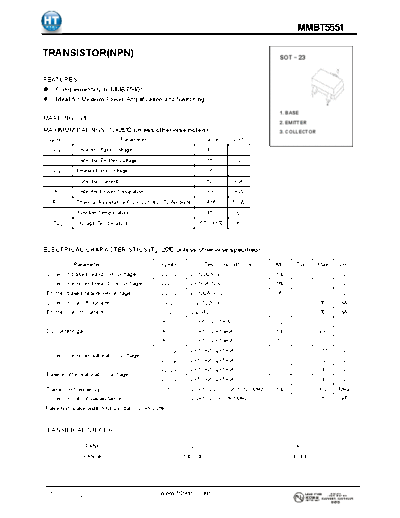 HT Semiconductor mmbt5551  . Electronic Components Datasheets Active components Transistors HT Semiconductor mmbt5551.pdf