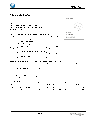 . Electronic Components Datasheets mmbta06  . Electronic Components Datasheets Active components Transistors HT Semiconductor mmbta06.pdf