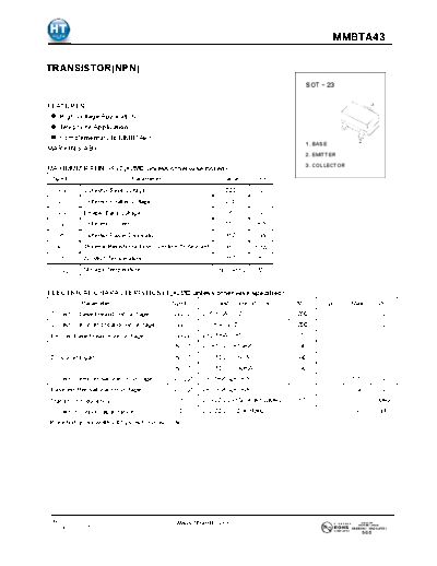 HT Semiconductor mmbta43  . Electronic Components Datasheets Active components Transistors HT Semiconductor mmbta43.pdf