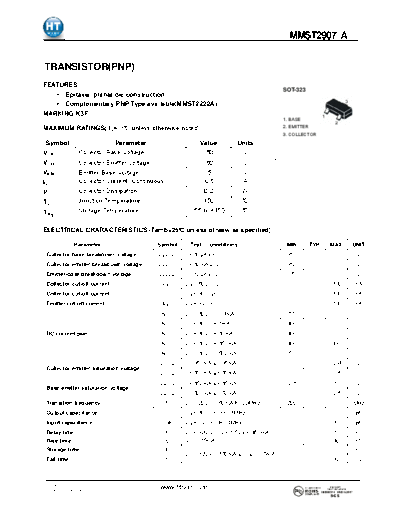 HT Semiconductor mmst2907a  . Electronic Components Datasheets Active components Transistors HT Semiconductor mmst2907a.pdf