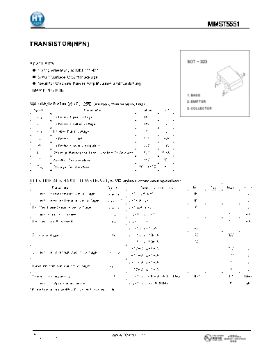 HT Semiconductor mmst5551  . Electronic Components Datasheets Active components Transistors HT Semiconductor mmst5551.pdf