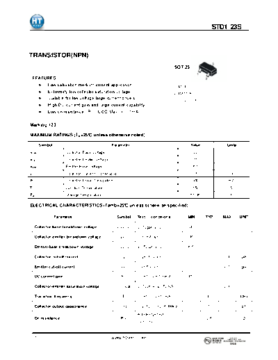 HT Semiconductor std123s  . Electronic Components Datasheets Active components Transistors HT Semiconductor std123s.pdf