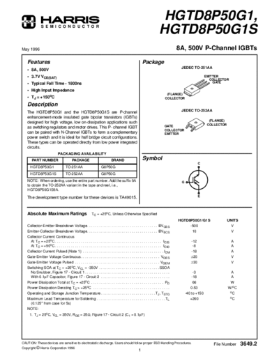 Harris hgtd8p50  . Electronic Components Datasheets Active components Transistors Harris hgtd8p50.pdf