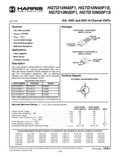 Harris hgtd10n4  . Electronic Components Datasheets Active components Transistors Harris hgtd10n4.pdf