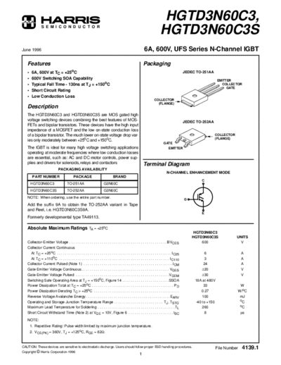 Harris hgtd3n60  . Electronic Components Datasheets Active components Transistors Harris hgtd3n60.pdf