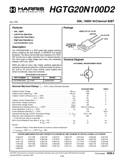 . Electronic Components Datasheets hgtg20n1  . Electronic Components Datasheets Active components Transistors Harris hgtg20n1.pdf