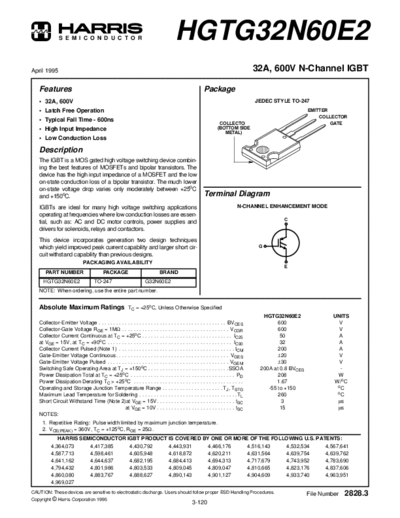 Harris hgtg32n6  . Electronic Components Datasheets Active components Transistors Harris hgtg32n6.pdf