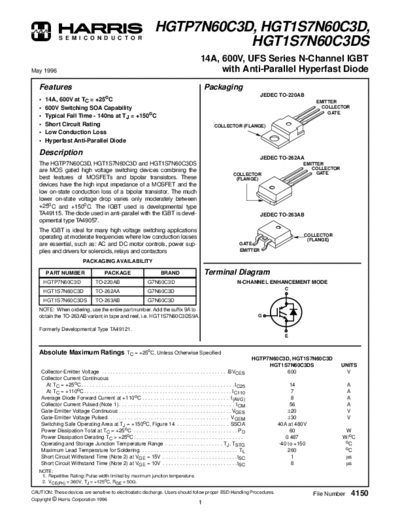 Harris hgtp7n60  . Electronic Components Datasheets Active components Transistors Harris hgtp7n60.pdf