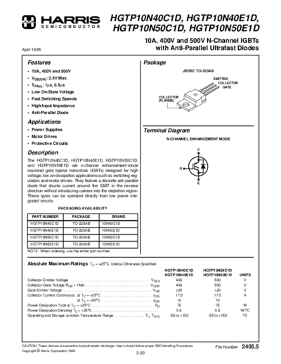 Harris hgtp10n40c1d hgtp10n40e1d hgtp10n50c1d hgtp10n50e1d  . Electronic Components Datasheets Active components Transistors Harris hgtp10n40c1d_hgtp10n40e1d_hgtp10n50c1d_hgtp10n50e1d.pdf