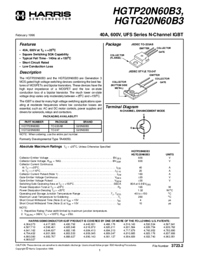 Harris hgtp20n6  . Electronic Components Datasheets Active components Transistors Harris hgtp20n6.pdf