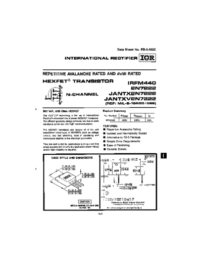 International Rectifier 2n7222 irfm440  . Electronic Components Datasheets Active components Transistors International Rectifier 2n7222_irfm440.pdf