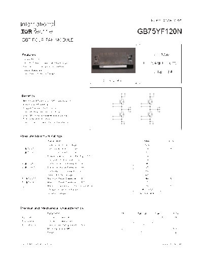 International Rectifier gb75yf120n  . Electronic Components Datasheets Active components Transistors International Rectifier gb75yf120n.pdf