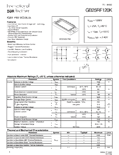 International Rectifier gb25rf120k  . Electronic Components Datasheets Active components Transistors International Rectifier gb25rf120k.pdf