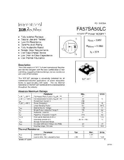 International Rectifier fa57sa50lc  . Electronic Components Datasheets Active components Transistors International Rectifier fa57sa50lc.pdf