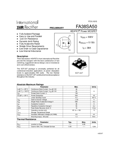 International Rectifier fa38sa50  . Electronic Components Datasheets Active components Transistors International Rectifier fa38sa50.pdf