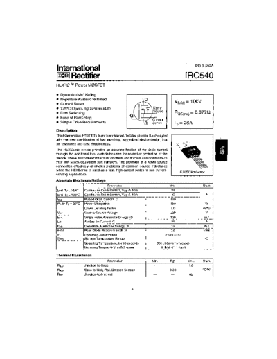 International Rectifier irc540  . Electronic Components Datasheets Active components Transistors International Rectifier irc540.pdf