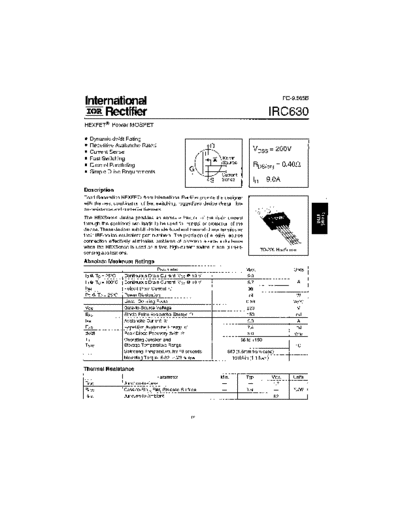 International Rectifier irc630  . Electronic Components Datasheets Active components Transistors International Rectifier irc630.pdf