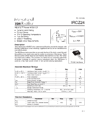 International Rectifier ircz24  . Electronic Components Datasheets Active components Transistors International Rectifier ircz24.pdf