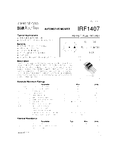 International Rectifier irf1407  . Electronic Components Datasheets Active components Transistors International Rectifier irf1407.pdf
