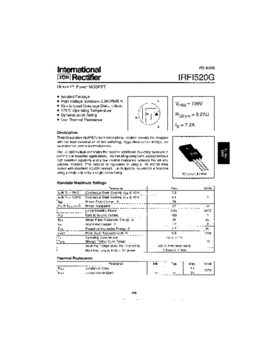 International Rectifier irf1520g  . Electronic Components Datasheets Active components Transistors International Rectifier irf1520g.pdf