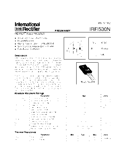 International Rectifier irf1530n  . Electronic Components Datasheets Active components Transistors International Rectifier irf1530n.pdf