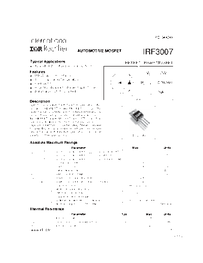 International Rectifier irf3007  . Electronic Components Datasheets Active components Transistors International Rectifier irf3007.pdf