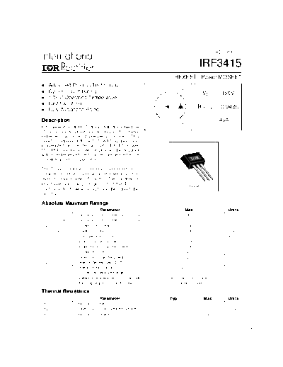 International Rectifier irf3415  . Electronic Components Datasheets Active components Transistors International Rectifier irf3415.pdf
