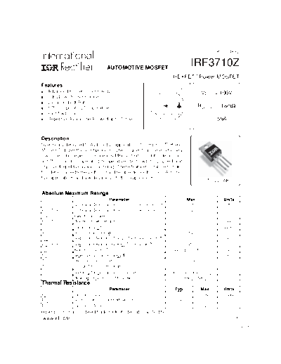 International Rectifier irf3710z  . Electronic Components Datasheets Active components Transistors International Rectifier irf3710z.pdf