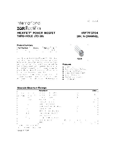 International Rectifier irf7f3704  . Electronic Components Datasheets Active components Transistors International Rectifier irf7f3704.pdf