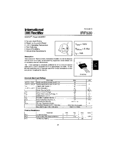 International Rectifier irf530  . Electronic Components Datasheets Active components Transistors International Rectifier irf530.pdf