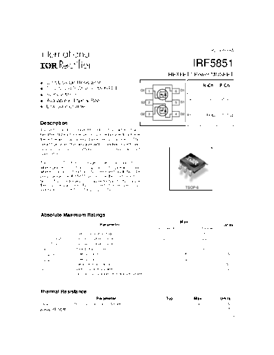 International Rectifier irf5851  . Electronic Components Datasheets Active components Transistors International Rectifier irf5851.pdf