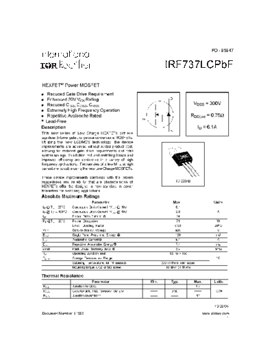 International Rectifier irf737lcpbf  . Electronic Components Datasheets Active components Transistors International Rectifier irf737lcpbf.pdf