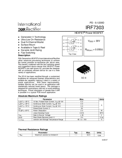 International Rectifier irf7303  . Electronic Components Datasheets Active components Transistors International Rectifier irf7303.pdf