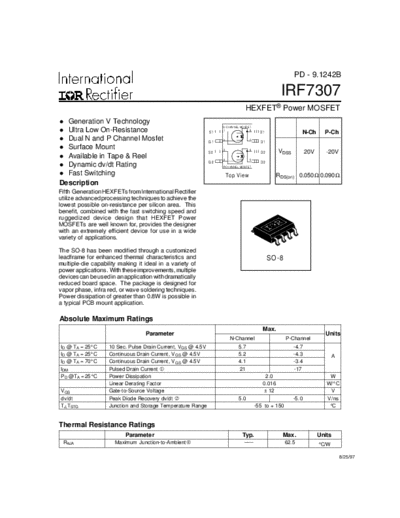 International Rectifier irf7307  . Electronic Components Datasheets Active components Transistors International Rectifier irf7307.pdf
