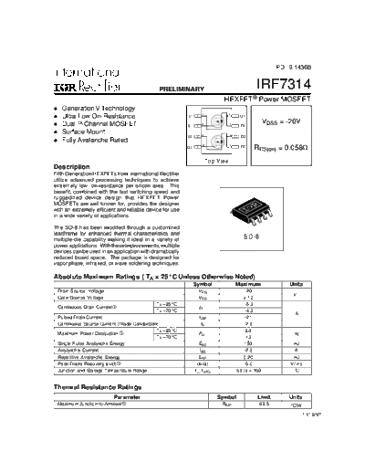 International Rectifier irf7314  . Electronic Components Datasheets Active components Transistors International Rectifier irf7314.pdf