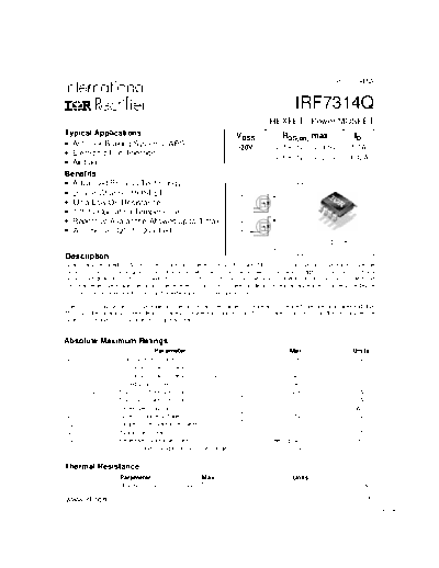 International Rectifier irf7314q  . Electronic Components Datasheets Active components Transistors International Rectifier irf7314q.pdf