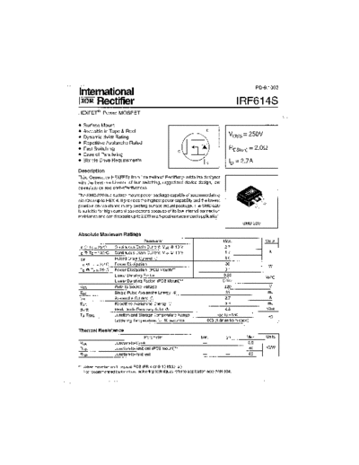 International Rectifier irf614s  . Electronic Components Datasheets Active components Transistors International Rectifier irf614s.pdf