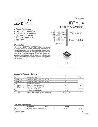 International Rectifier irf7324  . Electronic Components Datasheets Active components Transistors International Rectifier irf7324.pdf