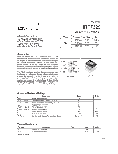International Rectifier irf7329  . Electronic Components Datasheets Active components Transistors International Rectifier irf7329.pdf
