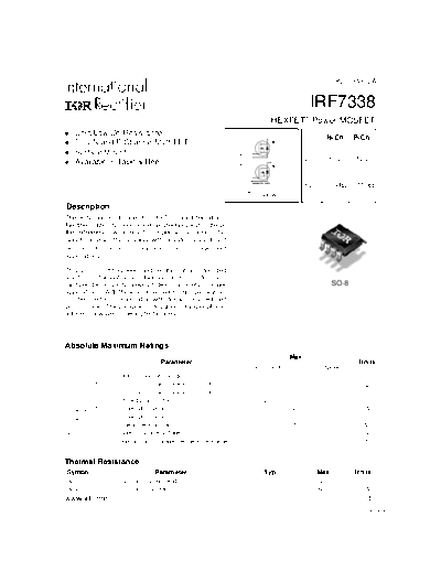 International Rectifier irf7338  . Electronic Components Datasheets Active components Transistors International Rectifier irf7338.pdf