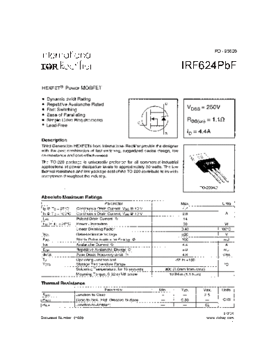 International Rectifier irf624  . Electronic Components Datasheets Active components Transistors International Rectifier irf624.pdf