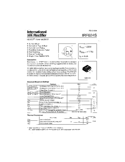 International Rectifier irf624s  . Electronic Components Datasheets Active components Transistors International Rectifier irf624s.pdf
